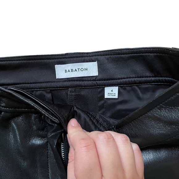 Babaton Black Command Pant Mid-rise Faux Leather Size 4 - Picture 3 of 6